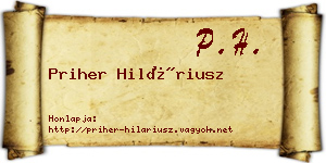 Priher Hiláriusz névjegykártya